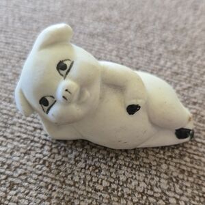 Mini Ceramic White Pig Figurine